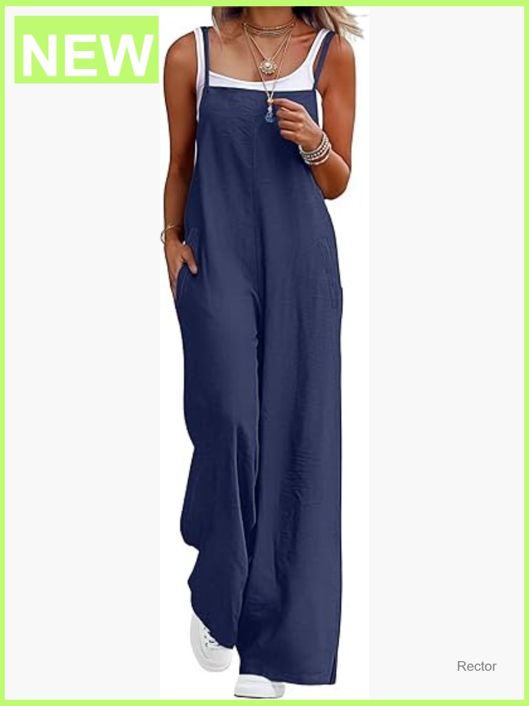 Casual Loose Sleeveless Wide Leg Jumpsuit With Pockets